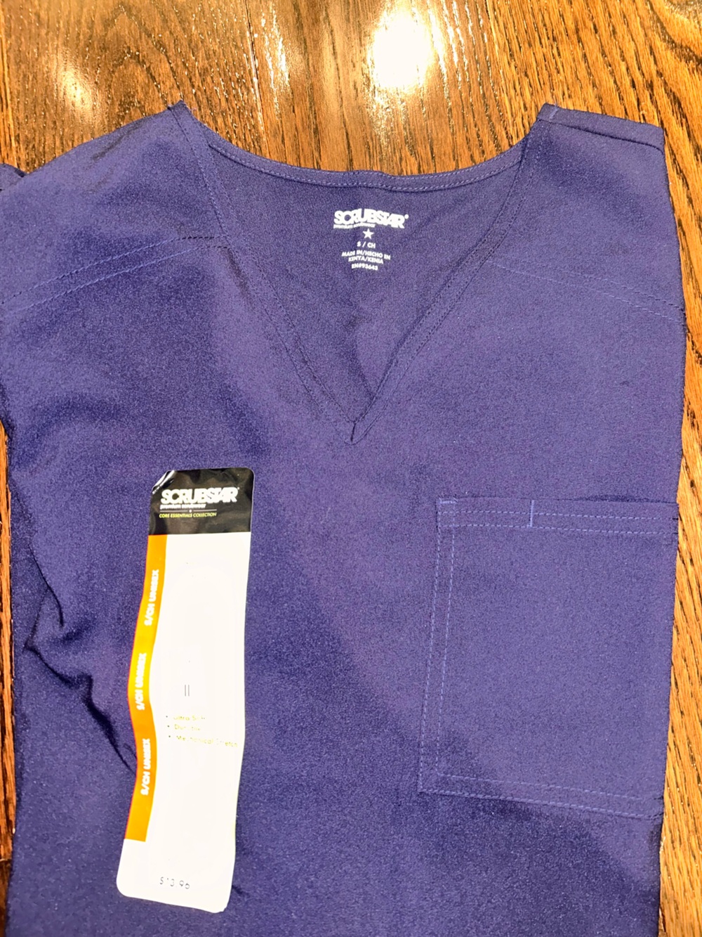Navy Blue V-Neck Scrub Top
